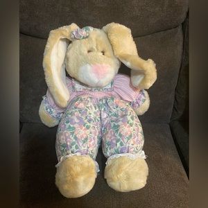Commonwealth Easter Rabbit Bunny Plush Stuffed Animal~Pink Dress 14" Vintage